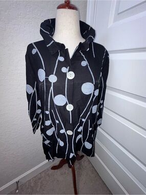 Whispers Large Button Front Long Sleeve Lagenlook Statement Shirt Top Jacket